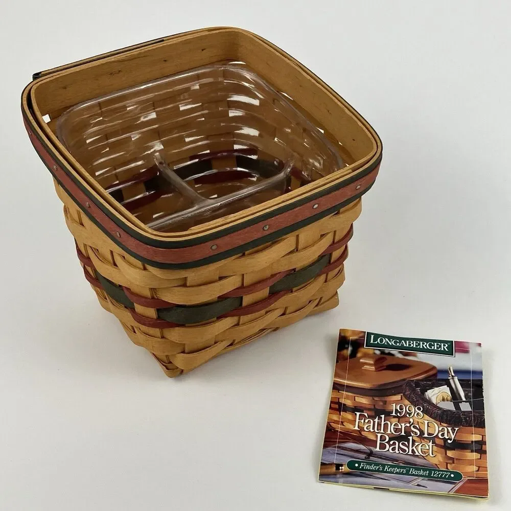Longaberger Finders Keepers Basket Set 1998 | /w Divider Medium VTG (12777)